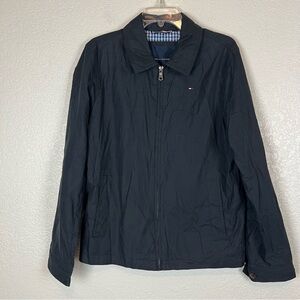 Tommy Hilfiger Men's Navy Blue Front Zip Logo Casual Jacket Size Small